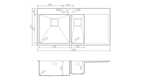 Кухонная мойка Omoikiri Akisame 100-2-GM-L