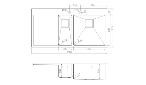 Кухонная мойка Omoikiri Akisame 100-2-LG-R
