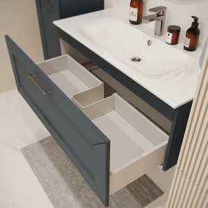 Тумба с раковиной подвесная 100см Terminus Victoria VIC101001703101O серый шёлк