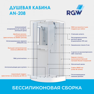 Душевой бокс RGW полукруглый 80х80 381320888-12