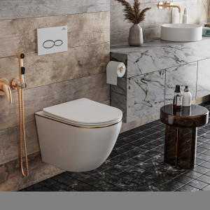 Подвесной унитаз Roxen Antares Gold 530110-01G Rimless Soft Close