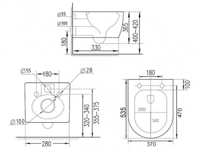 Подвесной унитаз Roxen Antares Bidet Tornado 530185-01XT Rimless Soft Close с функцией биде