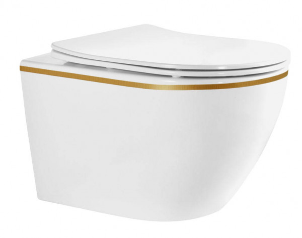 Подвесной унитаз Roxen Antares Tornado Long Gold Brush 530205-01GB-L Rimless Soft Close