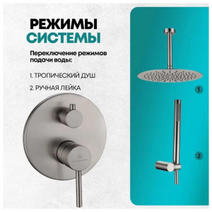 Душевая система встраиваемая без излива Grocenberg GB5099NK-4 никель