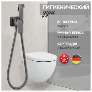 Гигиенический душ со смесителем встраиваемый Hansberge H3077BG графит