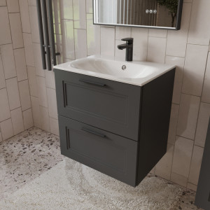 Тумба с раковиной подвесная 60см Terminus Classik CLA10602701601O графит