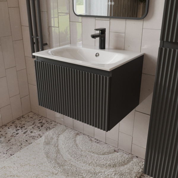 Тумба с раковиной подвесная 60см Terminus Sicilia SIC10601701601O графит