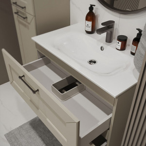 Тумба с раковиной подвесная 80см Terminus Victoria VIC10802900101O айвори