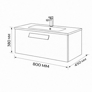 Тумба с раковиной подвесная 80см Terminus Noto NOT10801099901O черный soft touch
