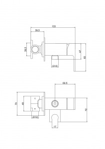 Смеситель встраиваемый Roxen Caspia 500960-CH с гигиеническим душем хром
