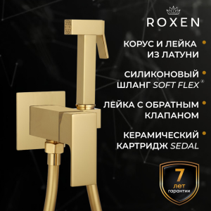 Смеситель встраиваемый Roxen Caspia 50096000-GB с гигиеническим душем брашированное золото