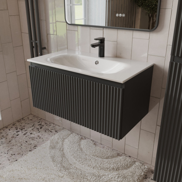 Тумба с раковиной подвесная 80см Terminus Sicilia SIC10801701601O графит