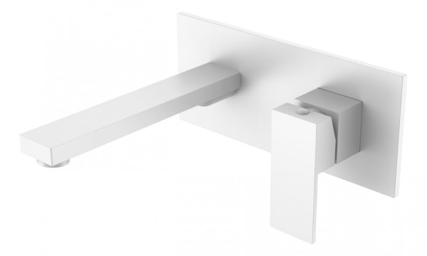 Смеситель для умывальника из стены Boheme Qubic Matt White 475-MW белый