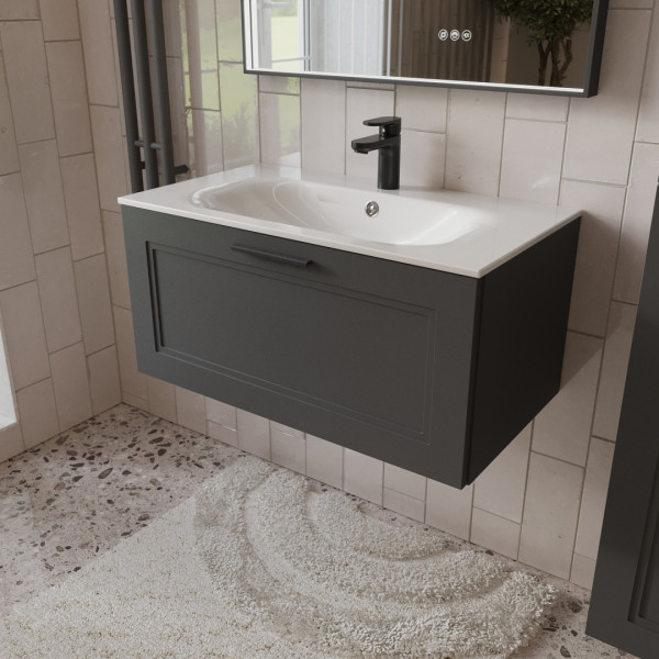 Тумба с раковиной подвесная 80см Terminus Classik CLA10801701601O графит