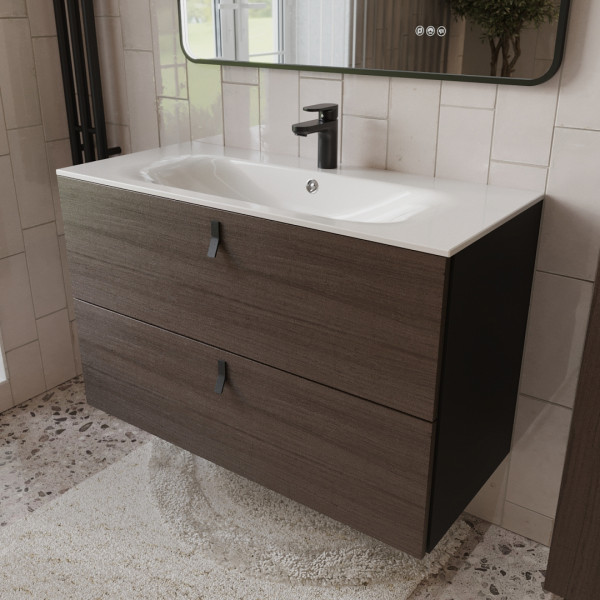 Тумба с раковиной подвесная 100см Terminus Kontur KON101002200001O венге/графит