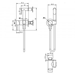 Гигиенический душ со смесителем встраиваемый Grocenberg GB001BL черный
