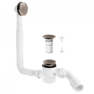 Сифон для ванны McAlpine HC2600CLSN, клик-клак, цвет сатин