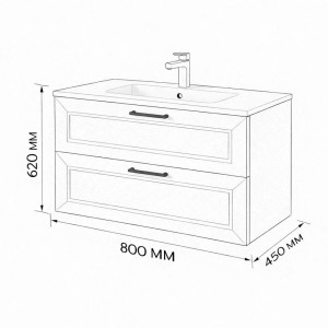 Тумба с раковиной подвесная 80см Terminus Victoria VIC10802900301O белый