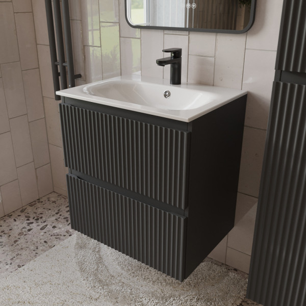 Тумба с раковиной подвесная 60см Terminus Sicilia SIC10602701601O графит