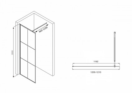 Душевая перегородка ABBER Immer Offen AG62120B8 120 см прозрачное стекло черный профиль