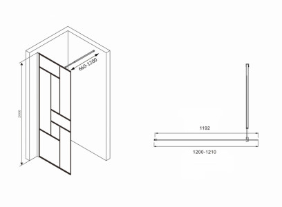 Душевая перегородка ABBER Immer Offen AG63120B8 120 см прозрачное стекло черный профиль