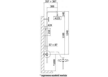 Душевая система Paffoni Birillo Fix ZCOL684LIQNO с термостатом (черный)