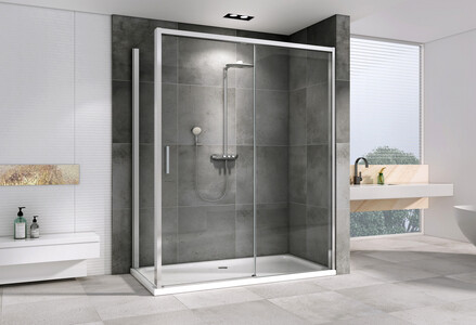 Душевой уголок ABBER Komfort AG93140-S102 140х100 хромированный профиль прозрачное стекло