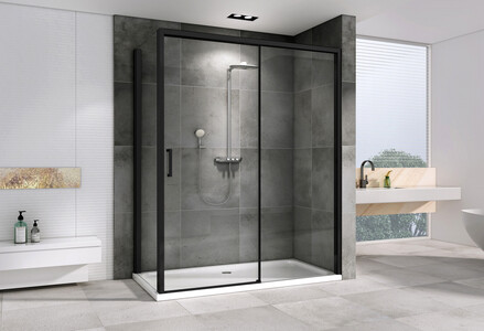 Душевой уголок ABBER Komfort AG93170B-S102B 170х100 черный профиль прозрачное стекло