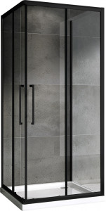 П-образный душевой уголок ABBER Schwarzer Diamant AG02100BH-S100B 100х100 черный профиль прозрачное стекло