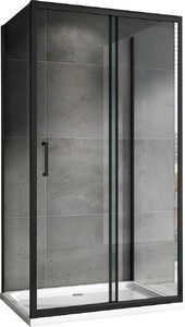 П-образный душевой уголок ABBER Schwarzer Diamant AG30100B-S75B-S75B 100х75 черный профиль прозрачное стекло