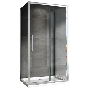 П-образный душевой уголок ABBER Schwarzer Diamant AG30100H-S100-S100 100х100 хромированный профиль прозрачное стекло