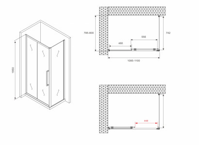 Душевой уголок ABBER Schwarzer Diamant AG30110BH-S80B 110х80 черный профиль прозрачное стекло
