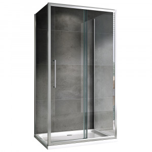 П-образный душевой уголок ABBER Schwarzer Diamant AG30130H-S70-S70 130х70 хромированный профиль прозрачное стекло