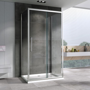 П-образный душевой уголок ABBER Schwarzer Diamant AG30130H-S70-S70 130х70 хромированный профиль прозрачное стекло