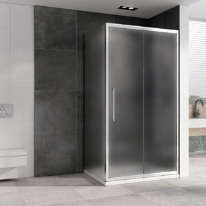 Душевой уголок ABBER Schwarzer Diamant AG30160MH-S80M 160х80 хромированный профиль матовое стекло