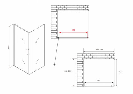 Душевой уголок ABBER Sonnenstrand AG04060M-S85M 60х85 хромированный профиль матовое стекло