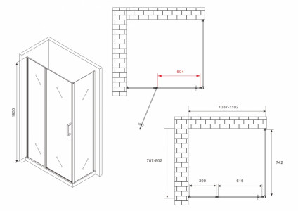 Душевой уголок ABBER Sonnenstrand AG04110S-S80 110х80 хромированный профиль прозрачное стекло