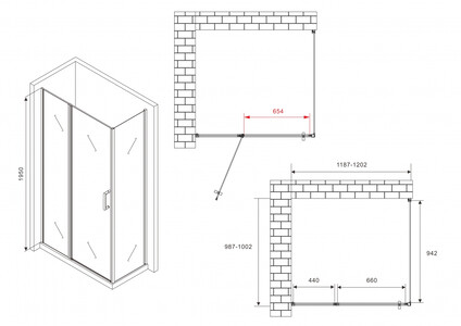 Душевой уголок ABBER Sonnenstrand AG04120BS-S100B 120х100 черный профиль прозрачное стекло