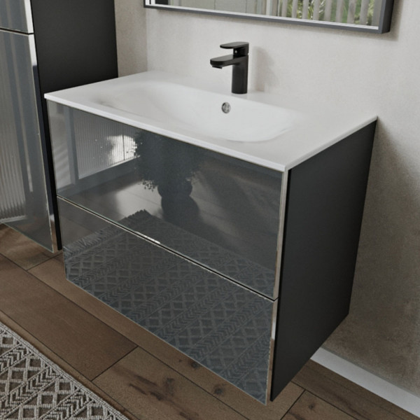 Тумба с раковиной подвесная 80см Terminus Vega VEG10802701601OSL графит