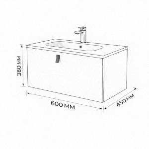 Тумба с раковиной подвесная 60см Terminus Kontur KON10601200001O венге/графит