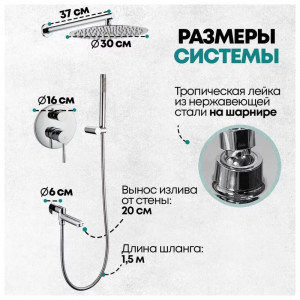 Душевая система встраиваемая Grocenberg GB5099CR-1 хром