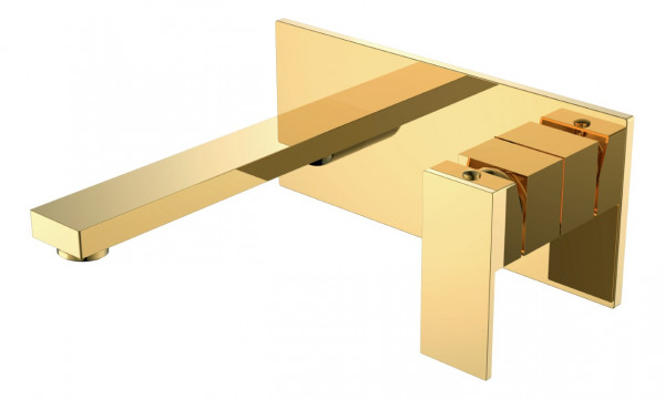Смеситель для умывальника из стены Boheme Qubic Shine Gold 475-G золото