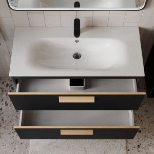 Тумба с раковиной подвесная 100см Terminus Noto NOT101002099901O черный soft touch