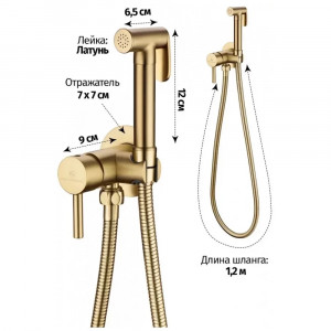 Гигиенический душ со смесителем встраиваемый Grocenberg GB001MG матовое золото