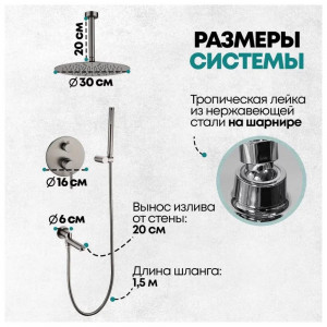 Душевая система встраиваемая Grocenberg GB5099BG-2 графит