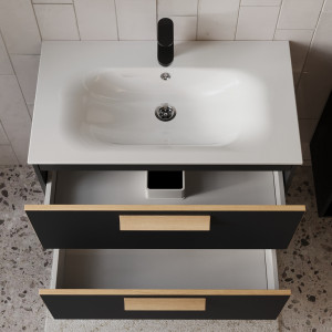 Тумба с раковиной подвесная 80см Terminus Noto NOT10802099901O черный soft touch