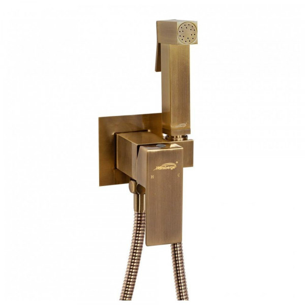 Гигиенический душ со смесителем встраиваемый Hansberge H3077BR бронза