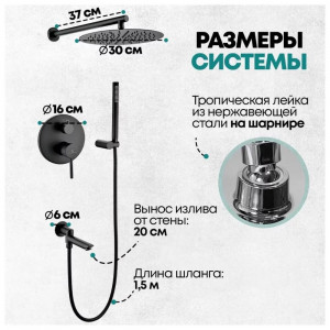 Душевая система встраиваемая Grocenberg GB5099BL-1 черный