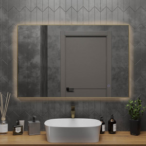 Зеркало Roxen Frida 120x70 в металлической раме матовое золото