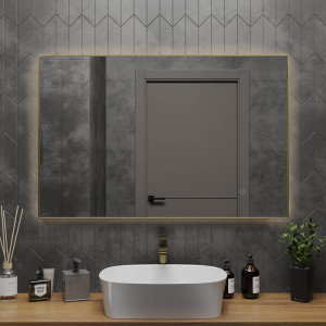 Зеркало Roxen Frida 120x70 в металлической раме матовое золото